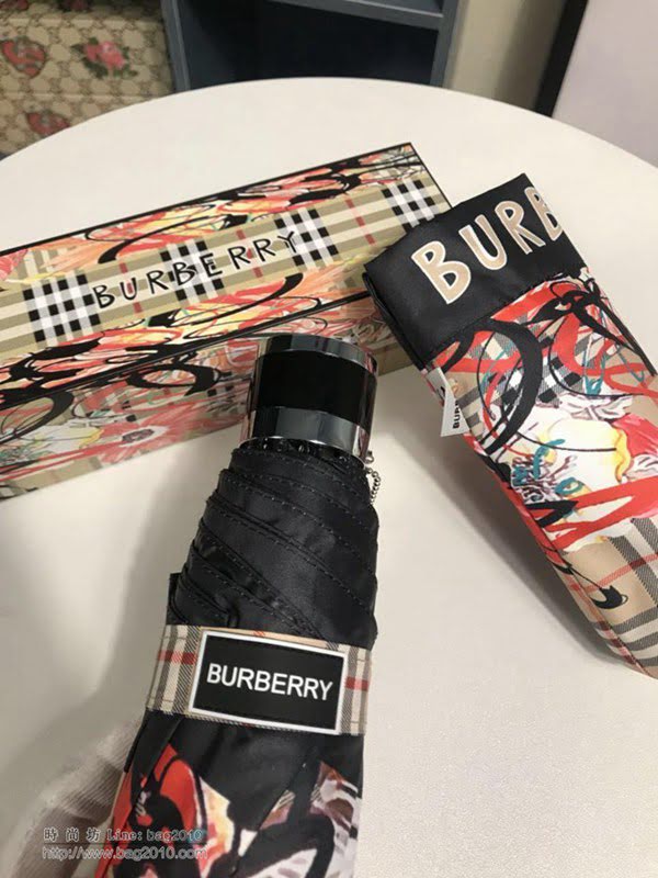 BURBERRY巴寶莉傘 專櫃夏季新款 全自動折疊晴雨傘 田園花卉圖案 防曬隔熱 防紫外線  zm1081